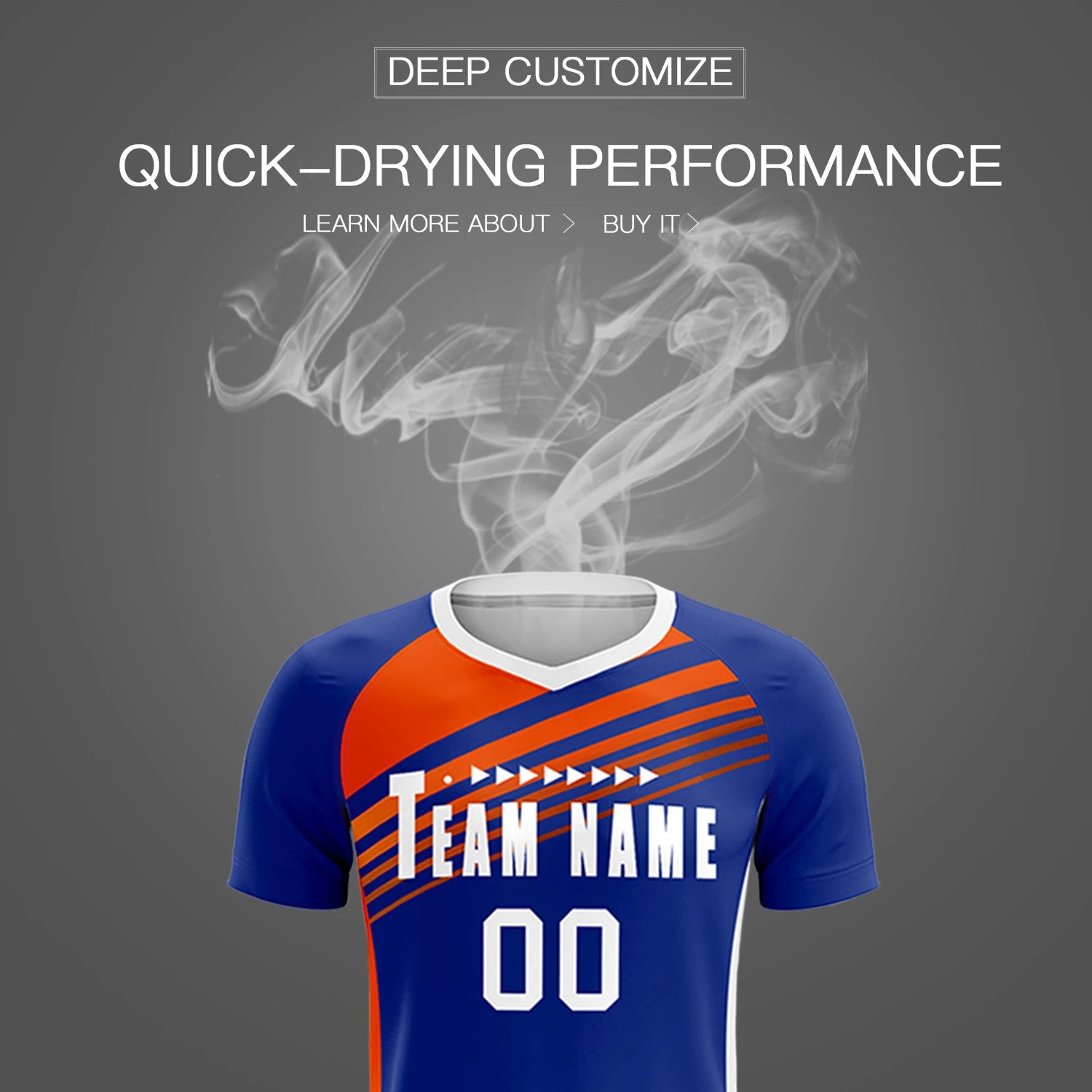 Custom Royal Blue Orange-White Gradient Sport Soccer Sets Jersey