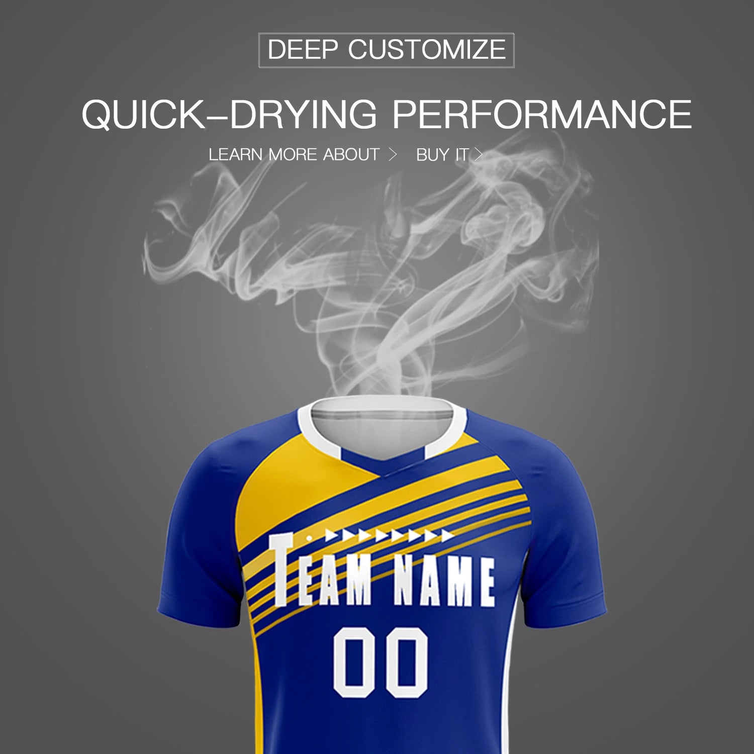 Custom Royal Blue Gold-White Gradient Sport Soccer Sets Jersey