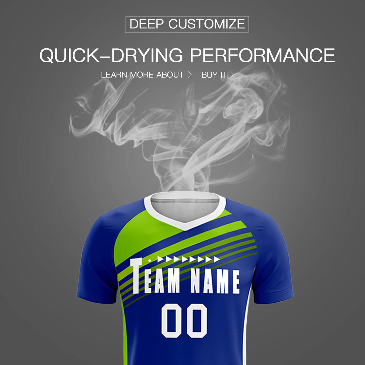 Custom Royal Blue Neon Green-White Gradient Sport Soccer Sets Jersey