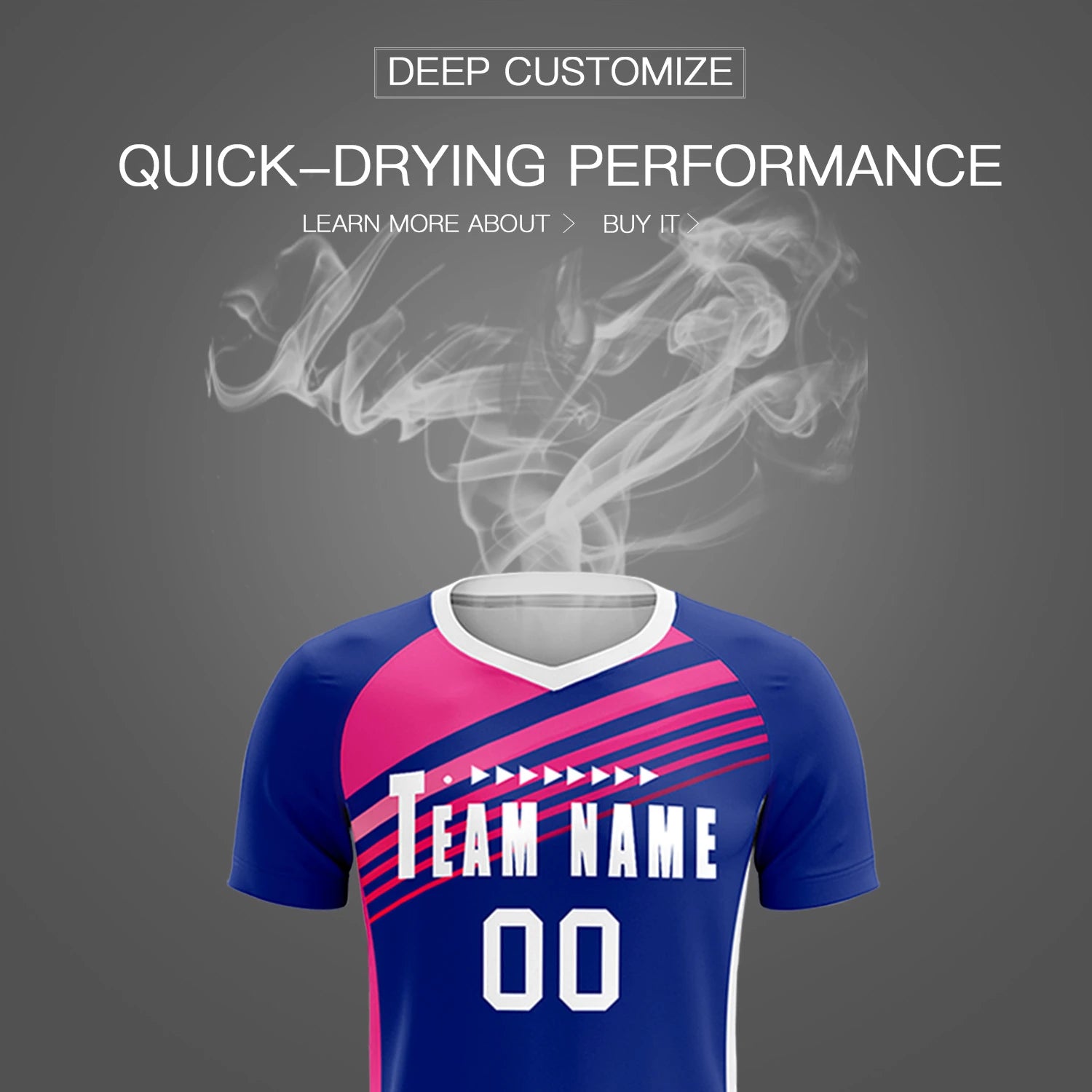 Custom Royal Blue Pink-White Gradient Sport Soccer Sets Jersey