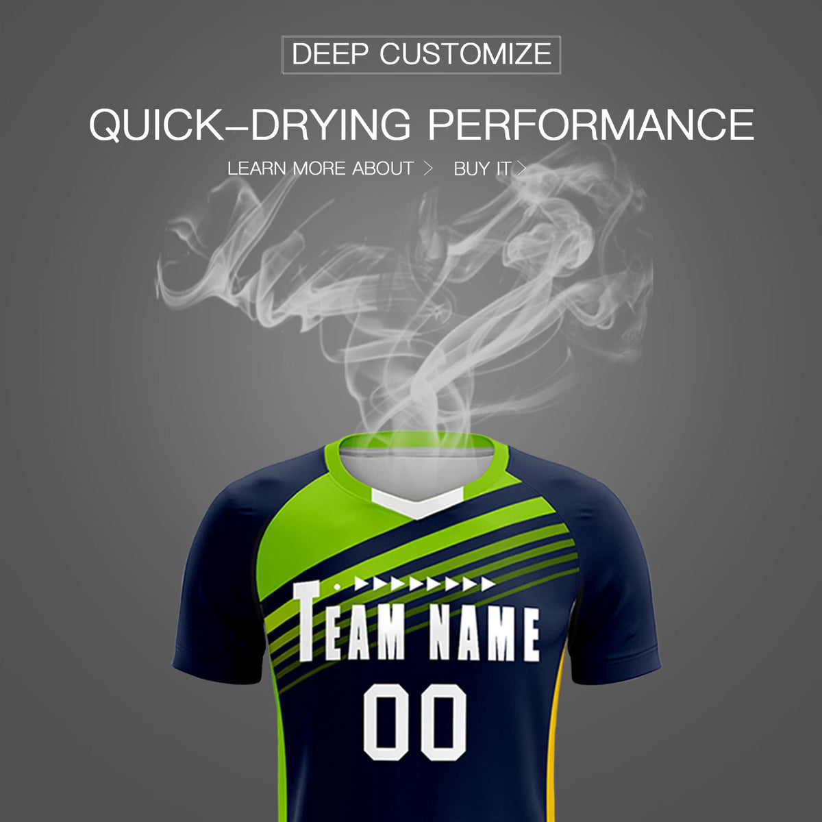 Custom Navy Neon Green-White Gradient Sport Soccer Sets Jersey