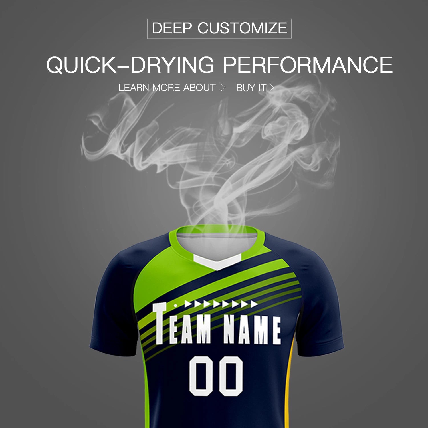 Custom Navy Neon Green-White Gradient Sport Soccer Sets Jersey