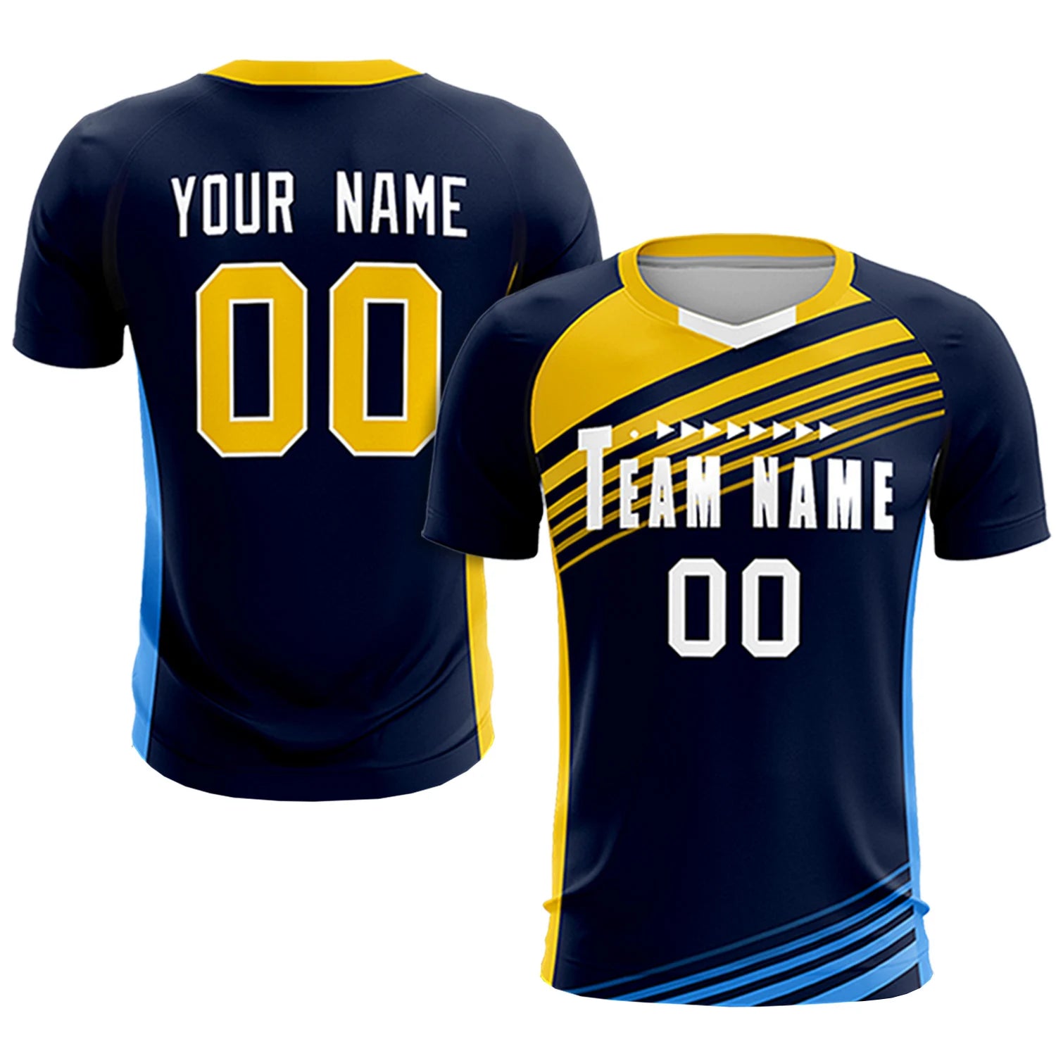 Custom Navy Gold-White Gradient Sport Soccer Sets Jersey