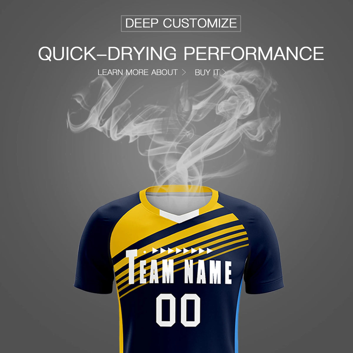 Custom Navy Gold-White Gradient Sport Soccer Sets Jersey