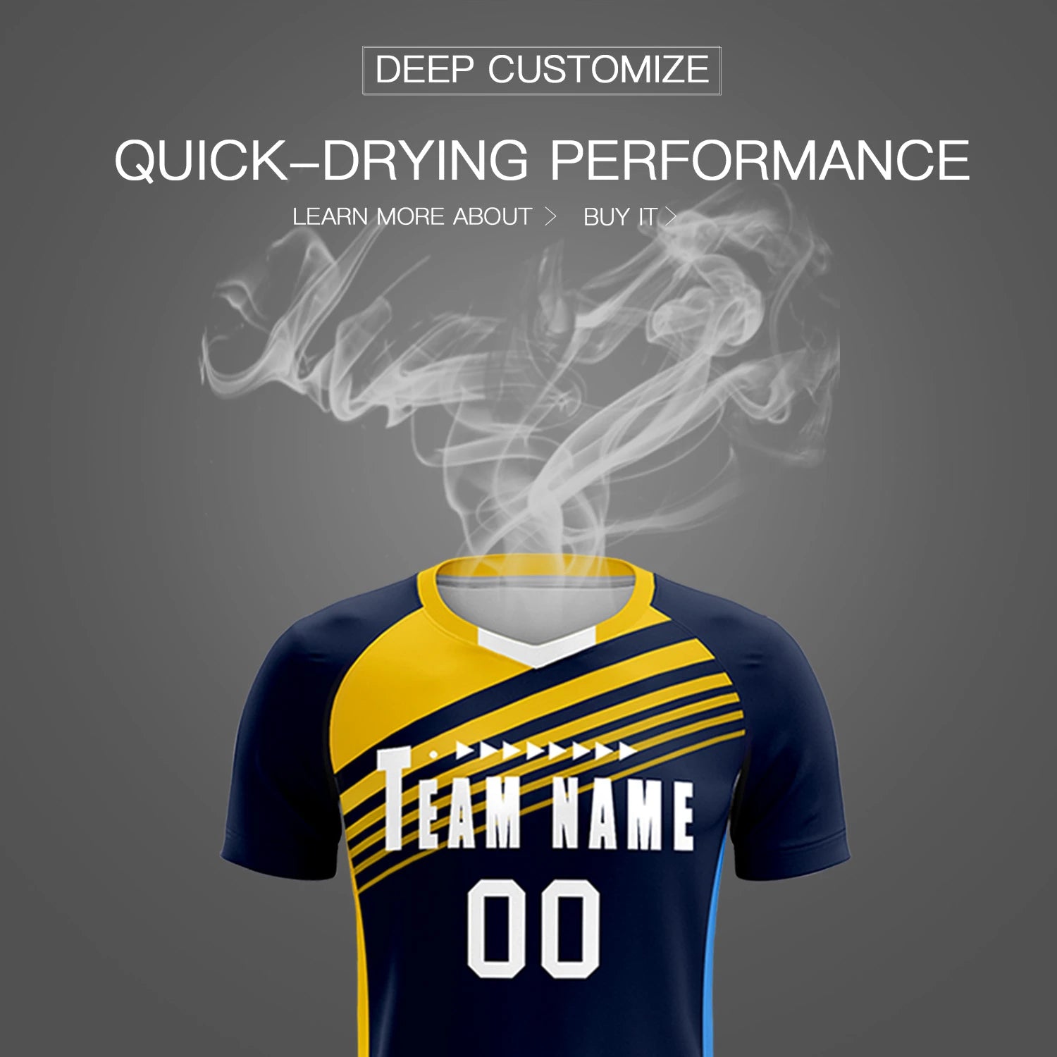 Custom Navy Gold-White Gradient Sport Soccer Sets Jersey