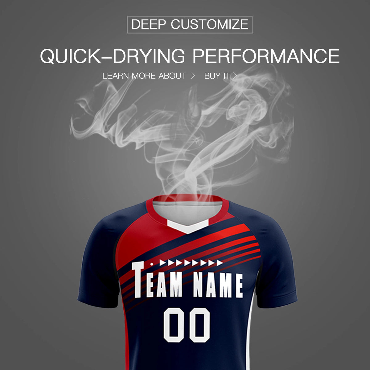 Custom Navy Red-White Gradient Sport Soccer Sets Jersey