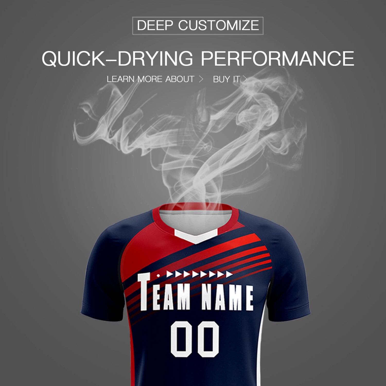Custom Navy Red-White Gradient Sport Soccer Sets Jersey