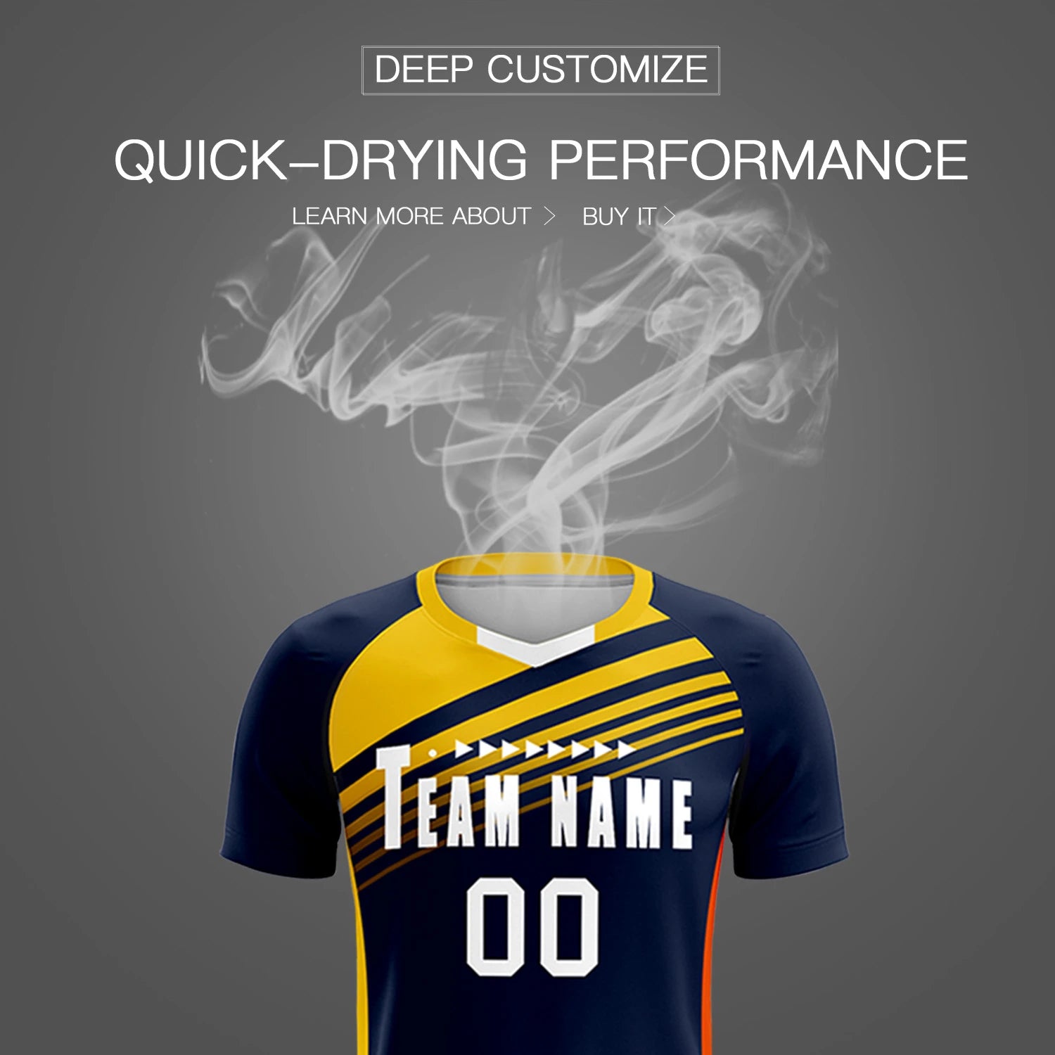 Custom Navy Gold-White Gradient Sport Soccer Sets Jersey