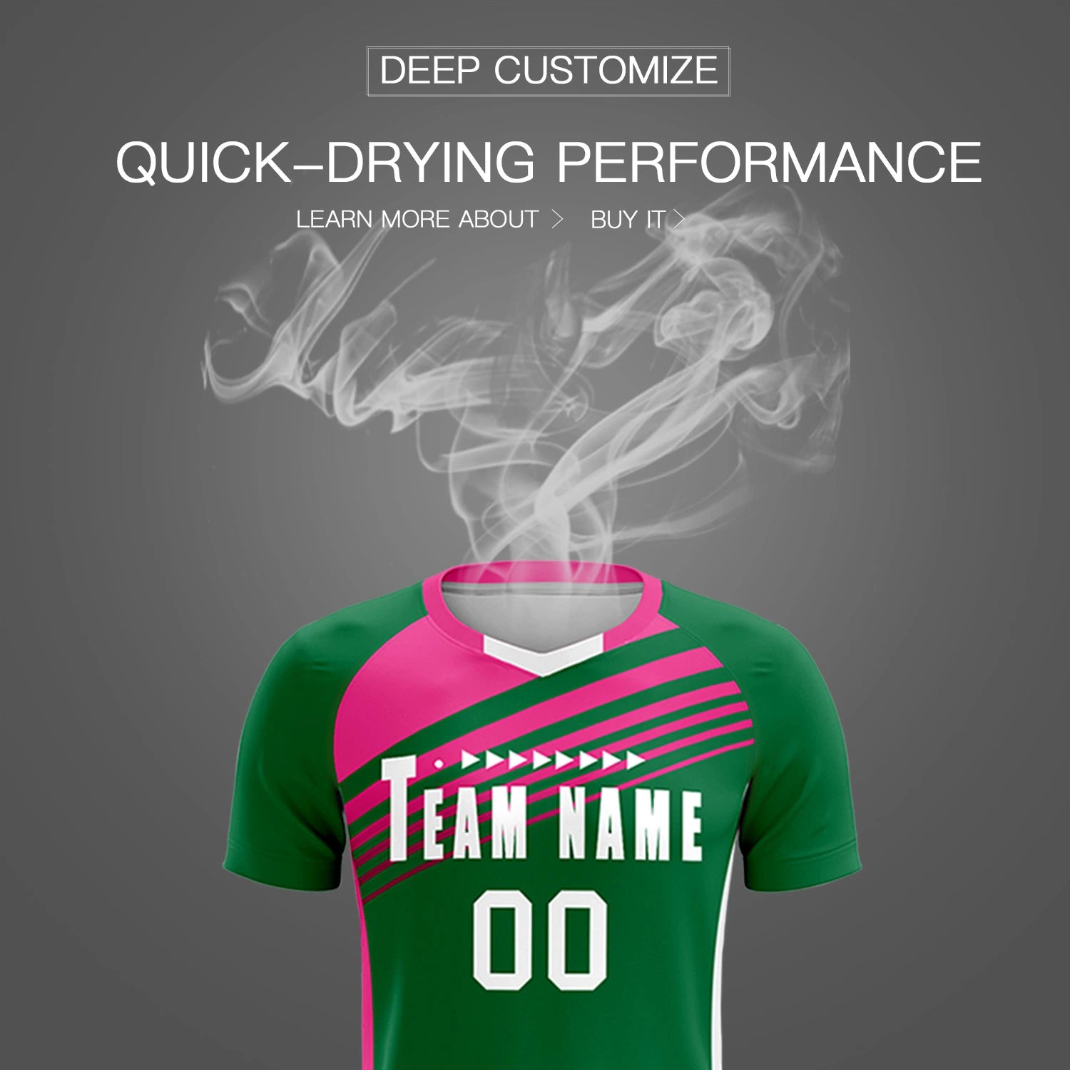 Custom Kelly Green Pink-White Gradient Sport Soccer Sets Jersey