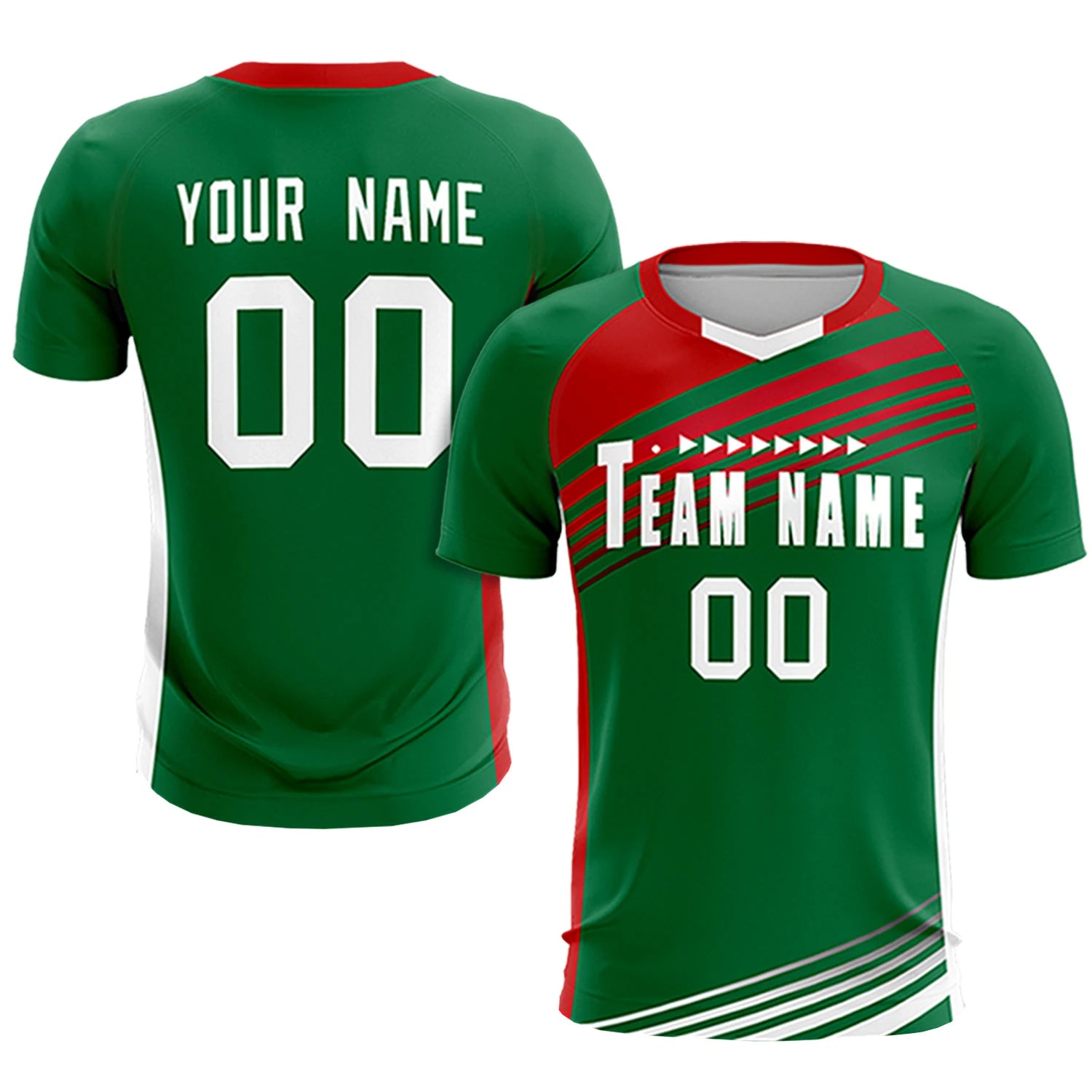 Custom Kelly Green Red-White Gradient Sport Soccer Sets Jersey