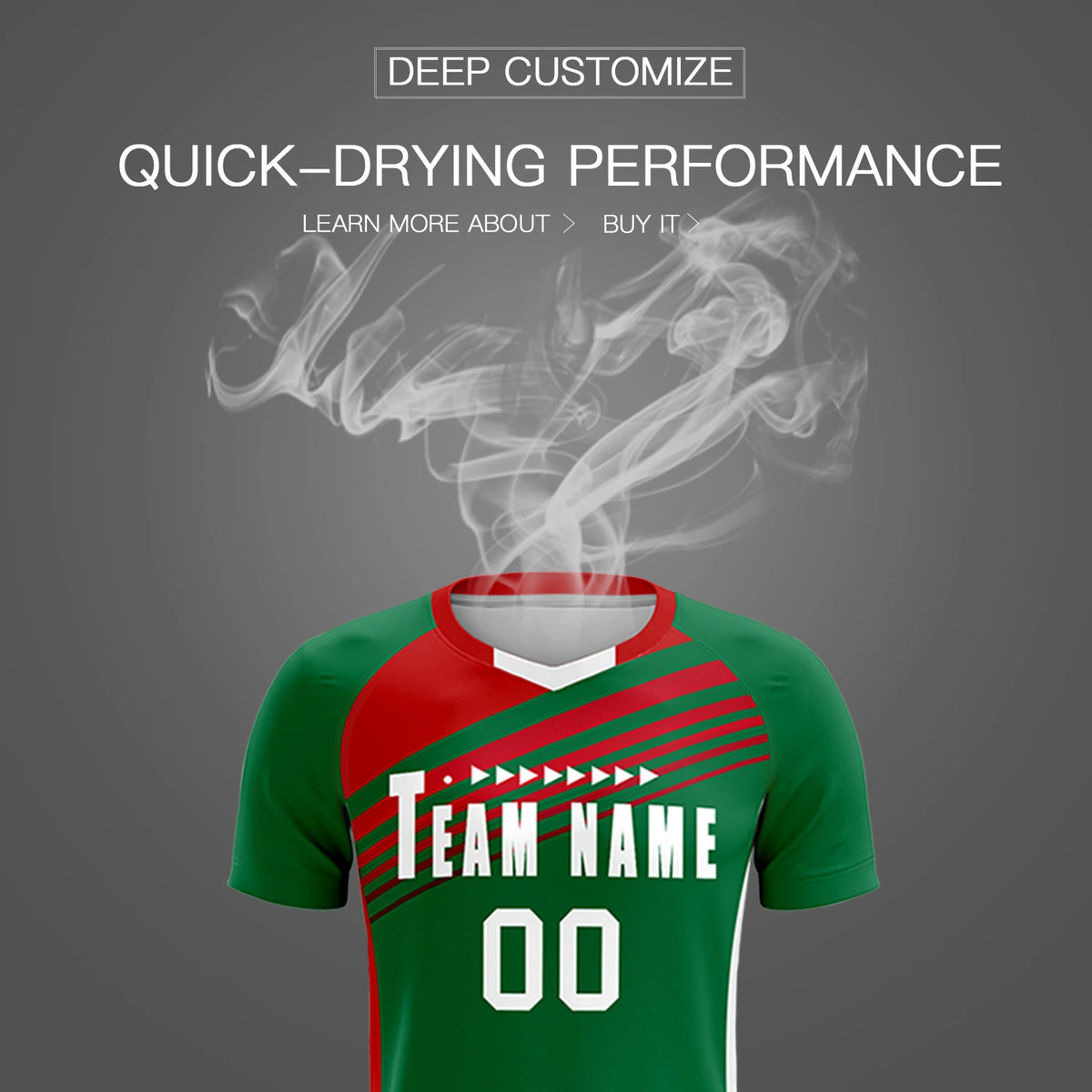 Custom Kelly Green Red-White Gradient Sport Soccer Sets Jersey