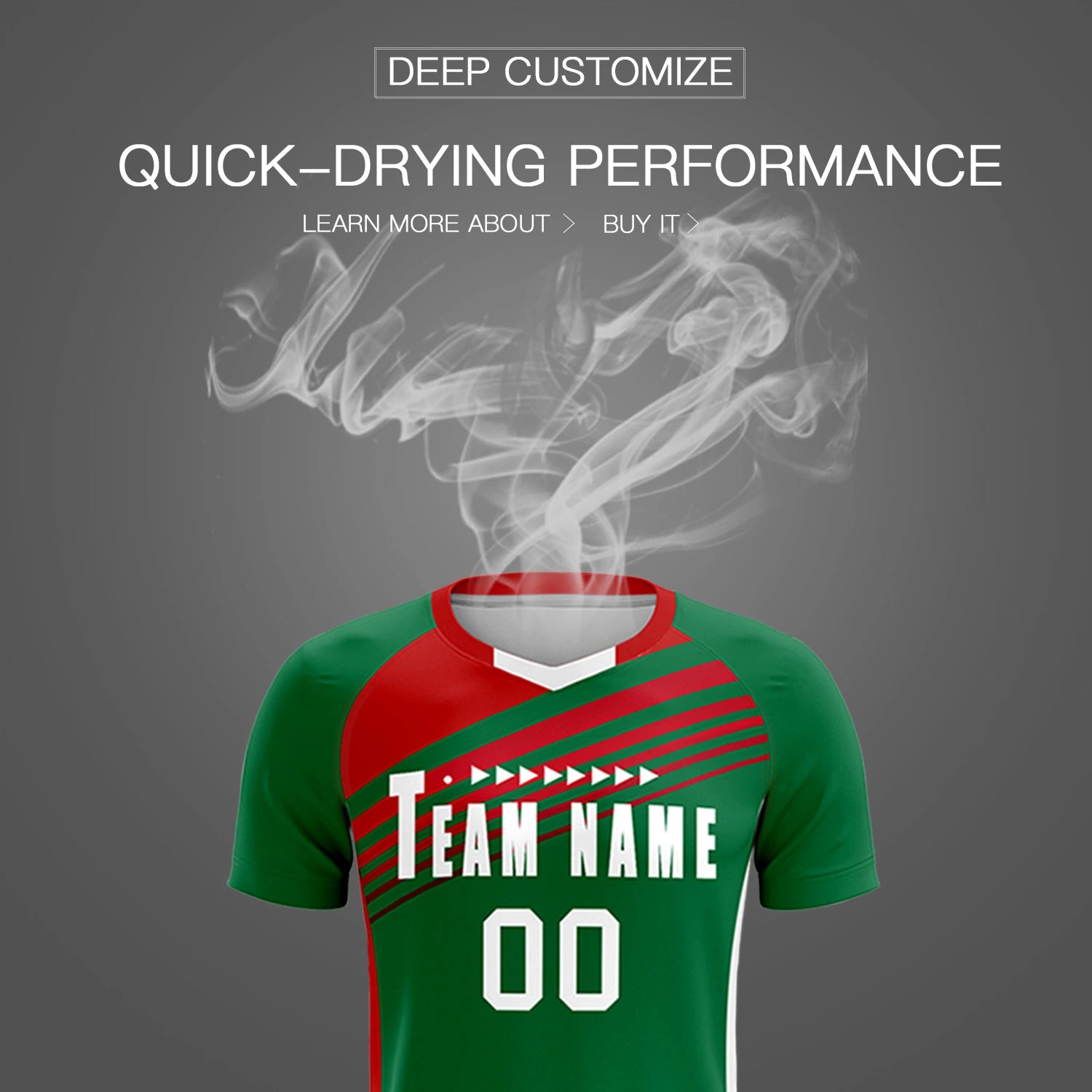 Custom Kelly Green Red-White Gradient Sport Soccer Sets Jersey