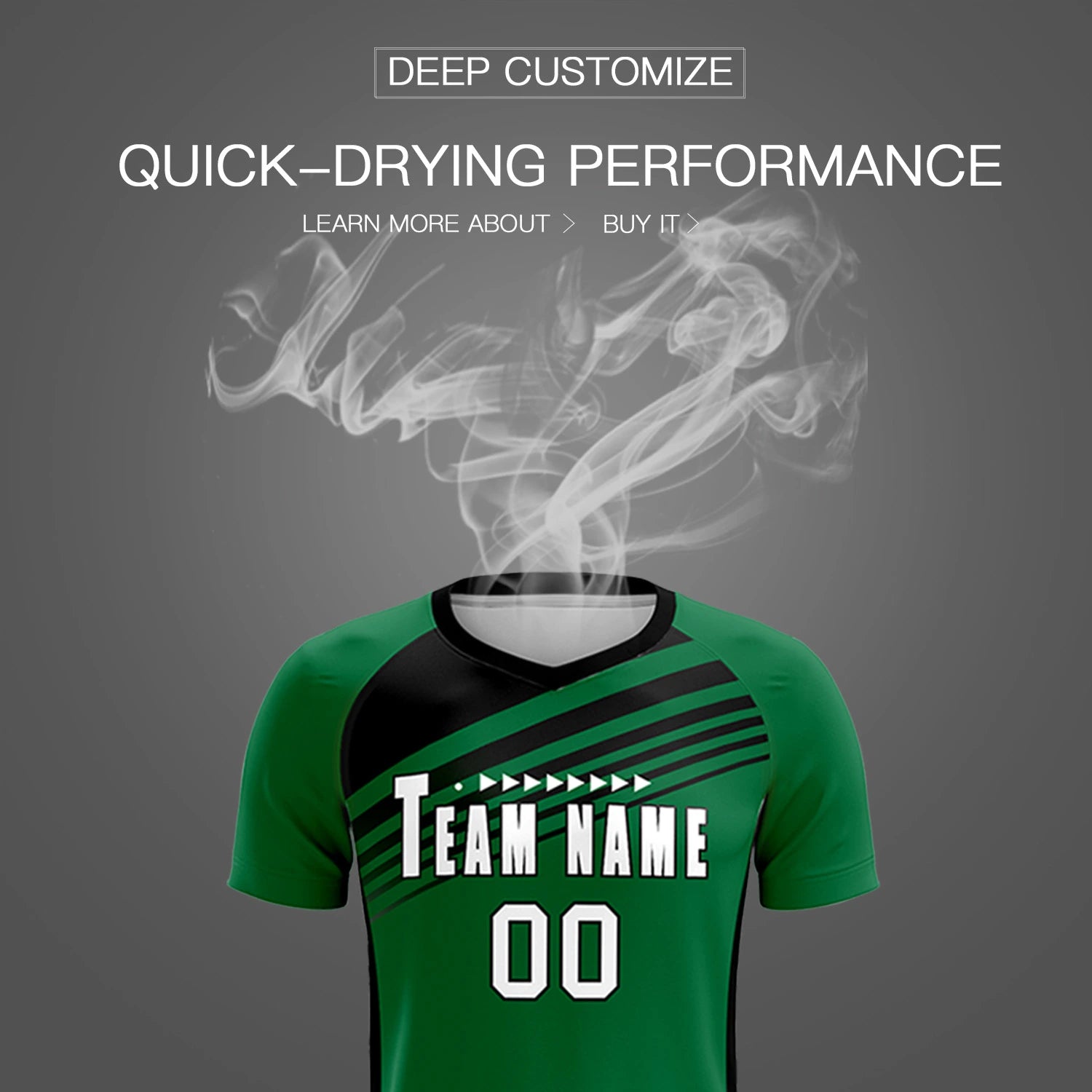 Custom Kelly Green Black-White Gradient Sport Soccer Sets Jersey