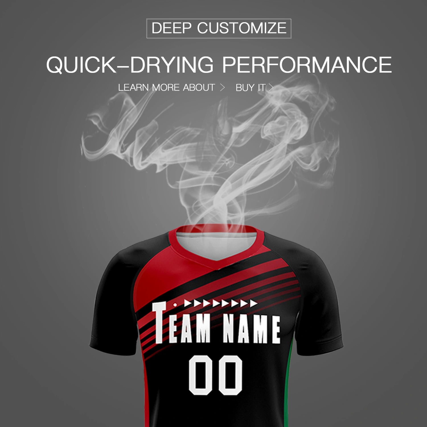 Custom Black Red-White Gradient Sport Soccer Sets Jersey