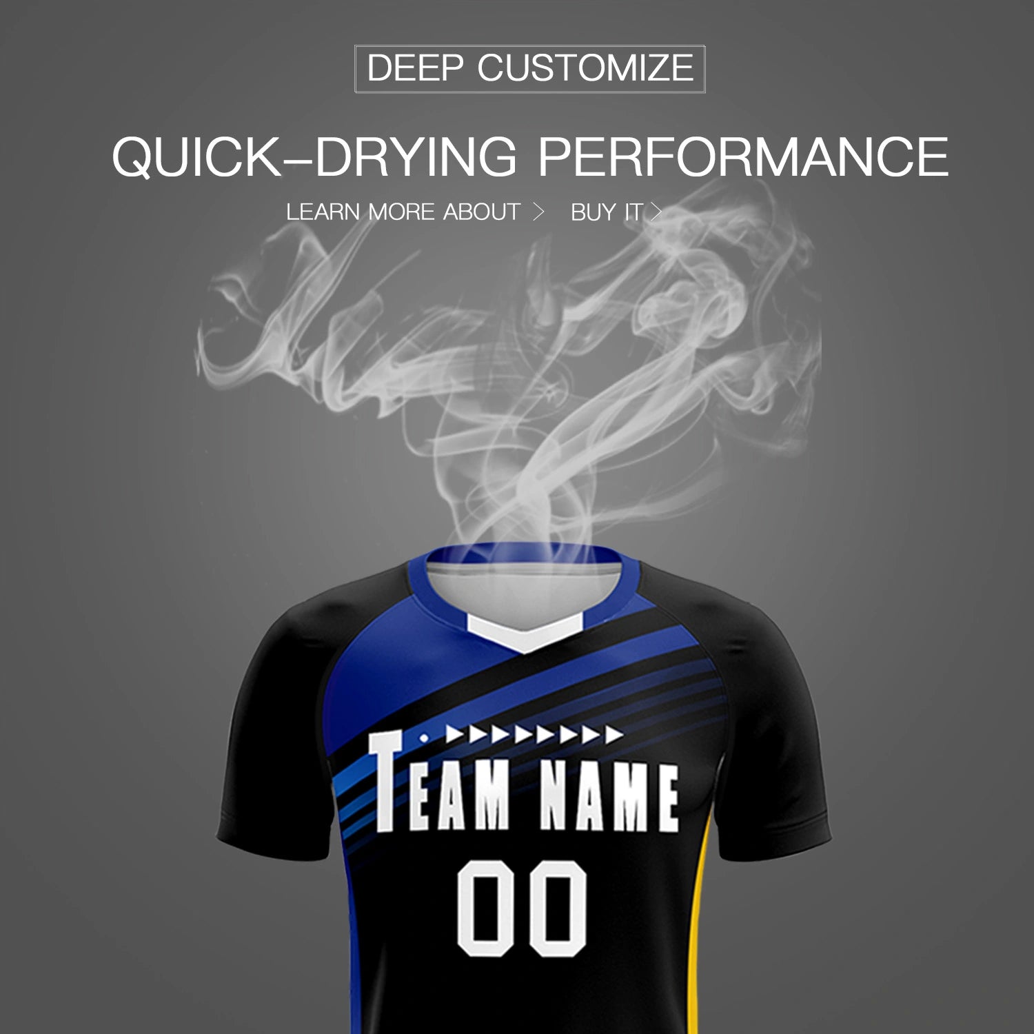 Custom Black Royal Blue-White Gradient Sport Soccer Sets Jersey