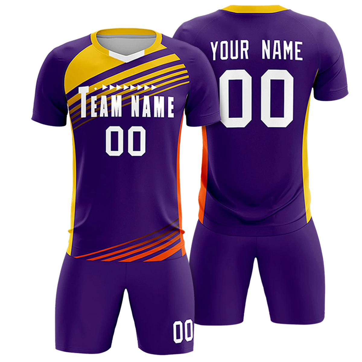 Custom Purple Gold-White Gradient Sport Soccer Sets Jersey