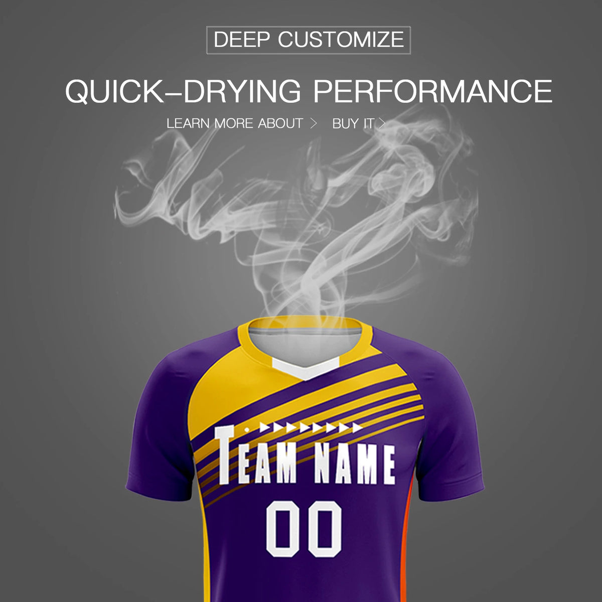 Custom Purple Gold-White Gradient Sport Soccer Sets Jersey