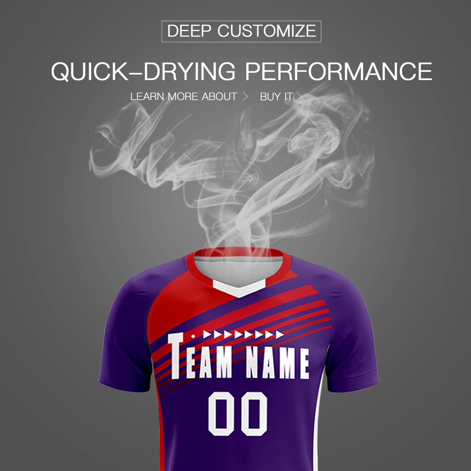 Custom Purple Red-White Gradient Sport Soccer Sets Jersey