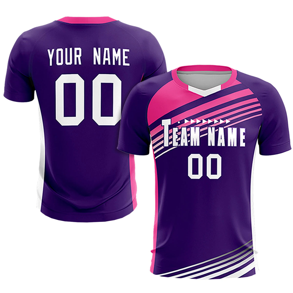 Custom Purple Pink-White Gradient Sport Soccer Sets Jersey