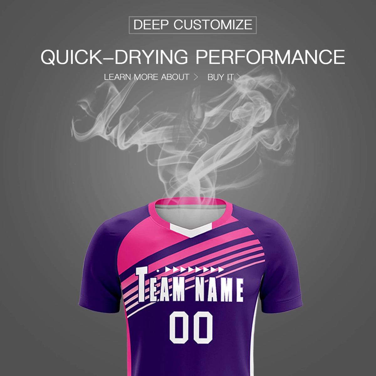 Custom Purple Pink-White Gradient Sport Soccer Sets Jersey