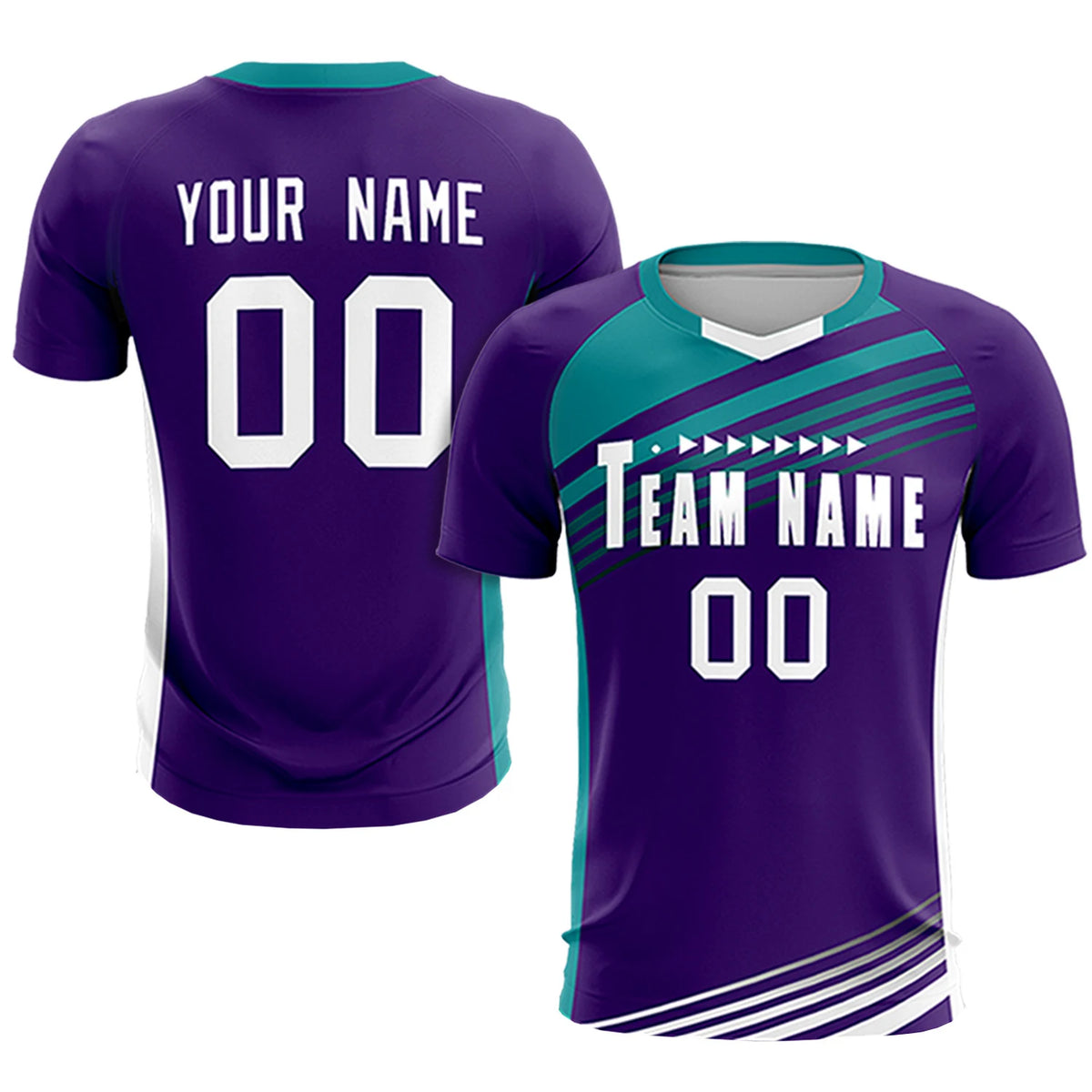 Custom Purple Aqua-White Gradient Sport Soccer Sets Jersey