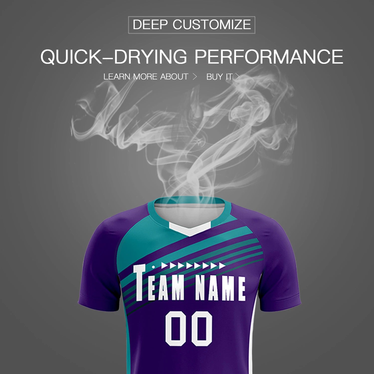 Custom Purple Aqua-White Gradient Sport Soccer Sets Jersey