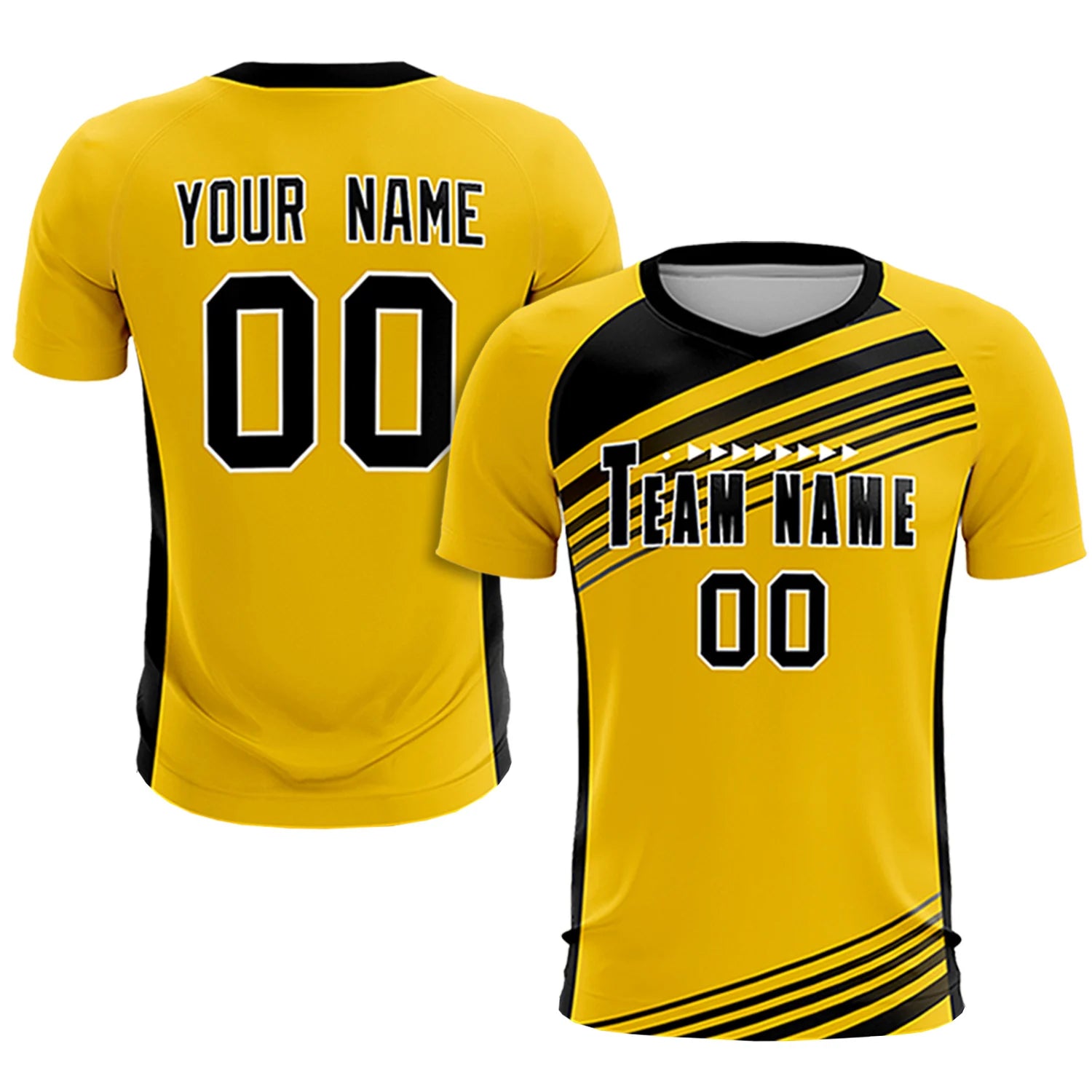 Custom Yellow Black Gradient Sport Soccer Sets Jersey