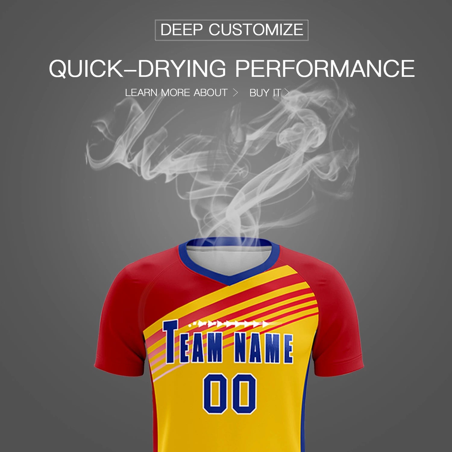 Custom Yellow Red-Royal Blue Gradient Sport Soccer Sets Jersey