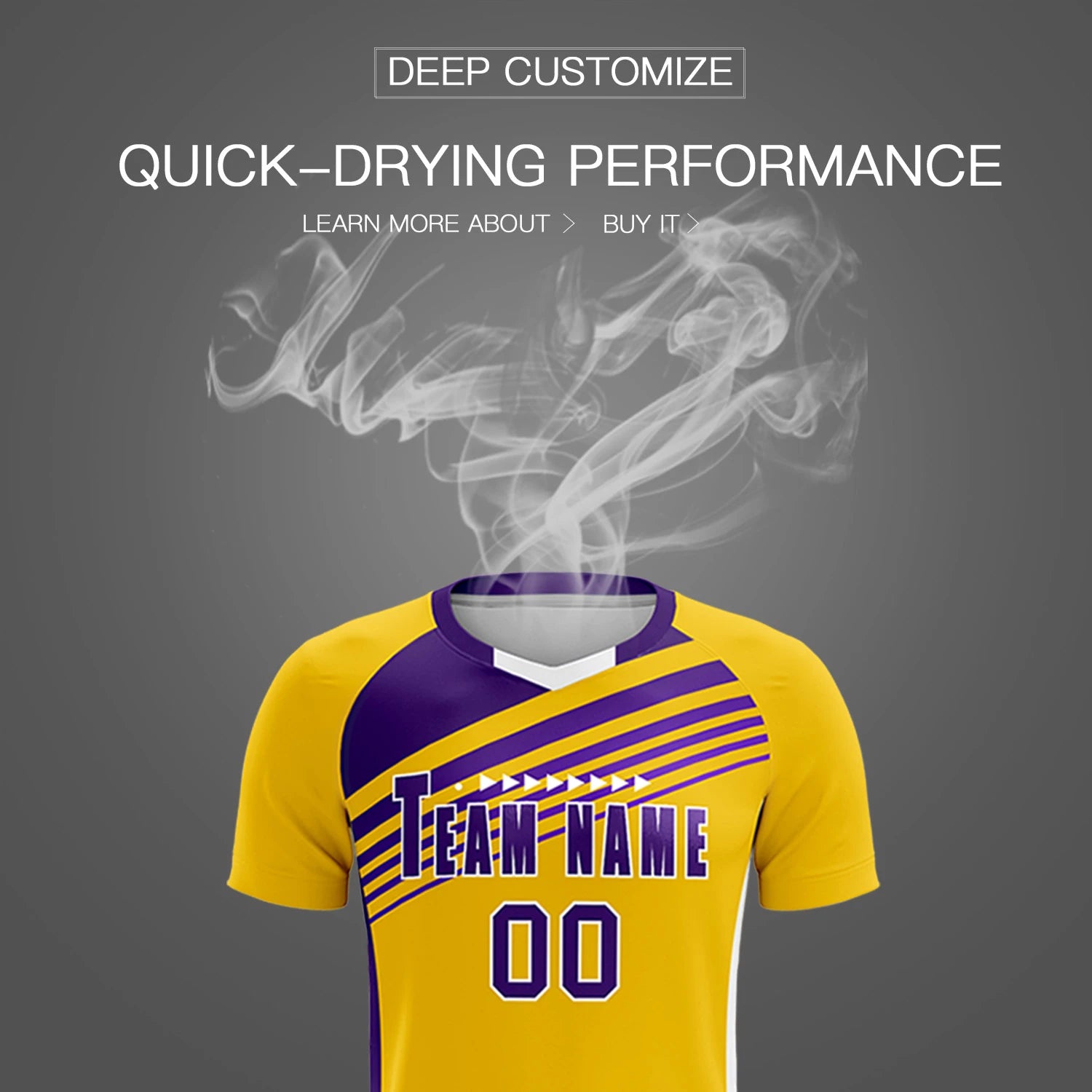 Custom Yellow Purple Gradient Sport Soccer Sets Jersey