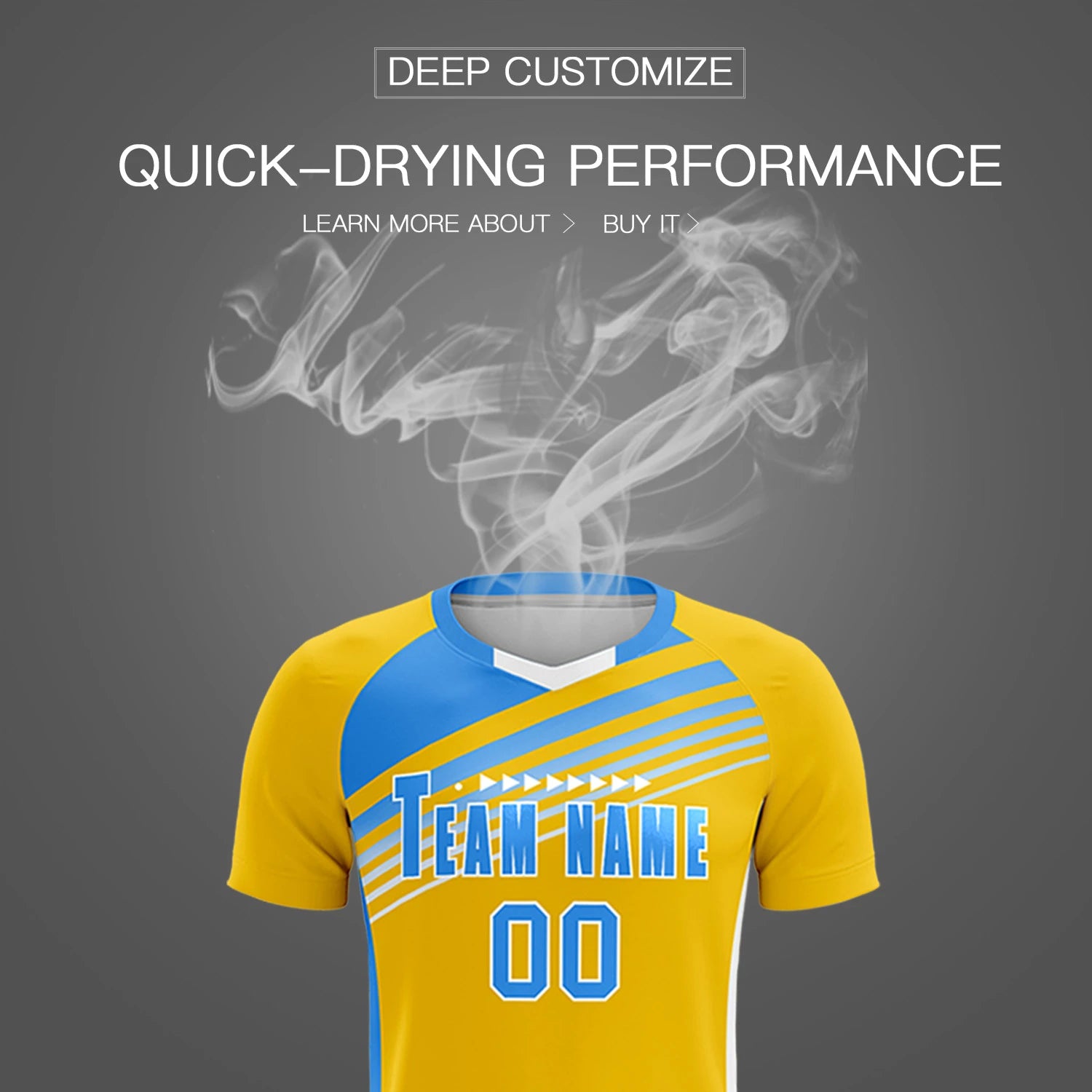 Custom Yellow Powder Blue Gradient Sport Soccer Sets Jersey