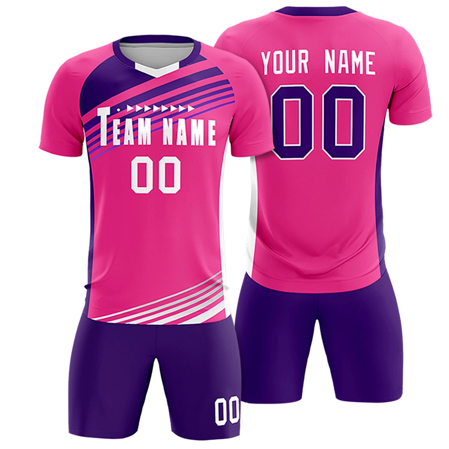 Custom Pink Purple Gradient Sport Soccer Sets Jersey