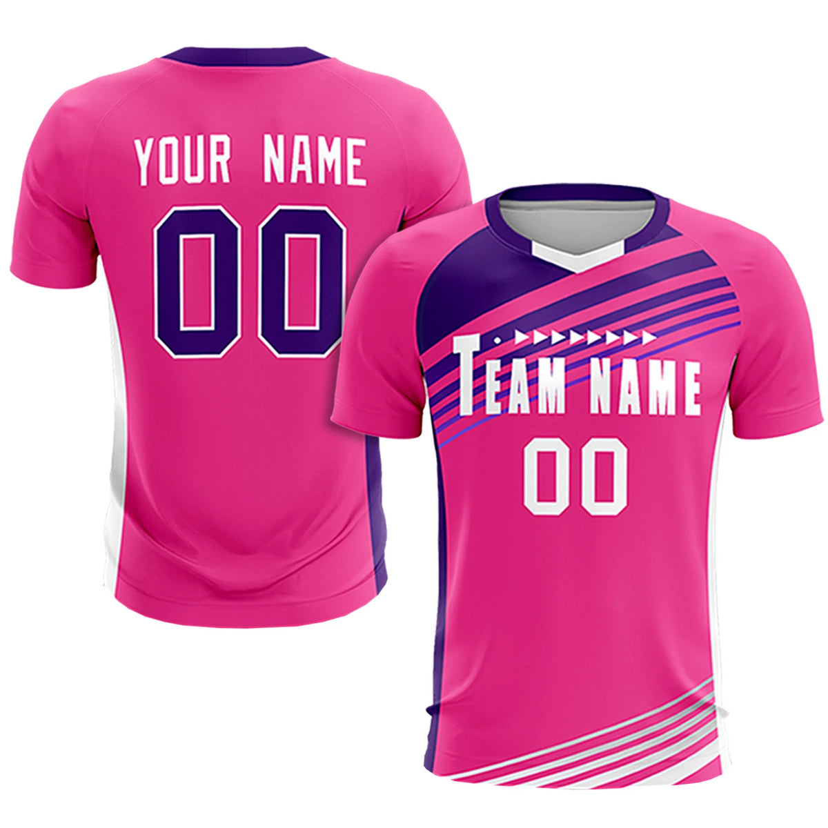 Custom Pink Purple Gradient Sport Soccer Sets Jersey