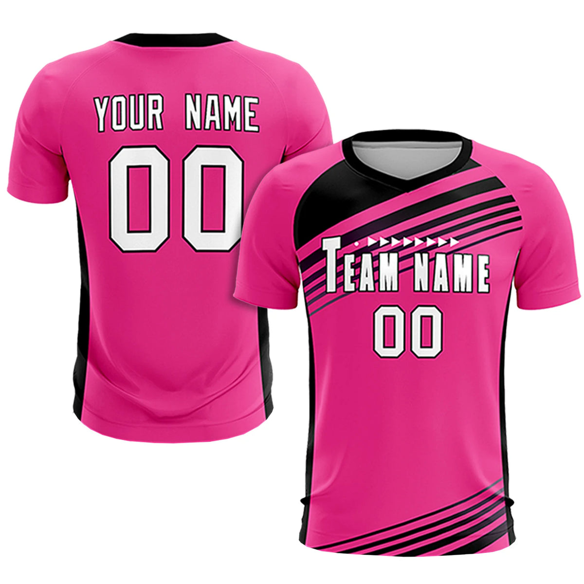 Custom Pink Black-White Gradient Sport Soccer Sets Jersey