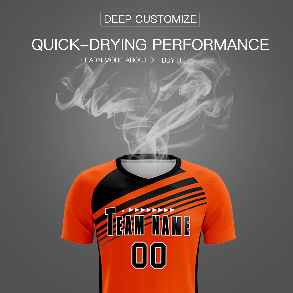Custom Orange Black Gradient Sport Soccer Sets Jersey