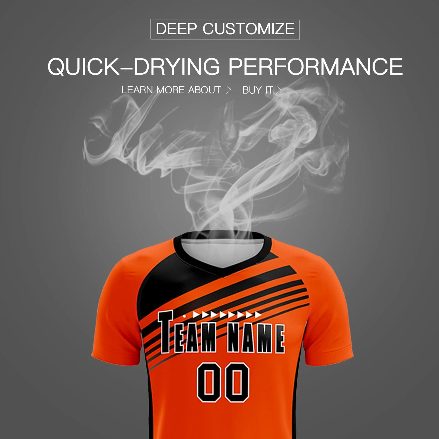 Custom Orange Black Gradient Sport Soccer Sets Jersey