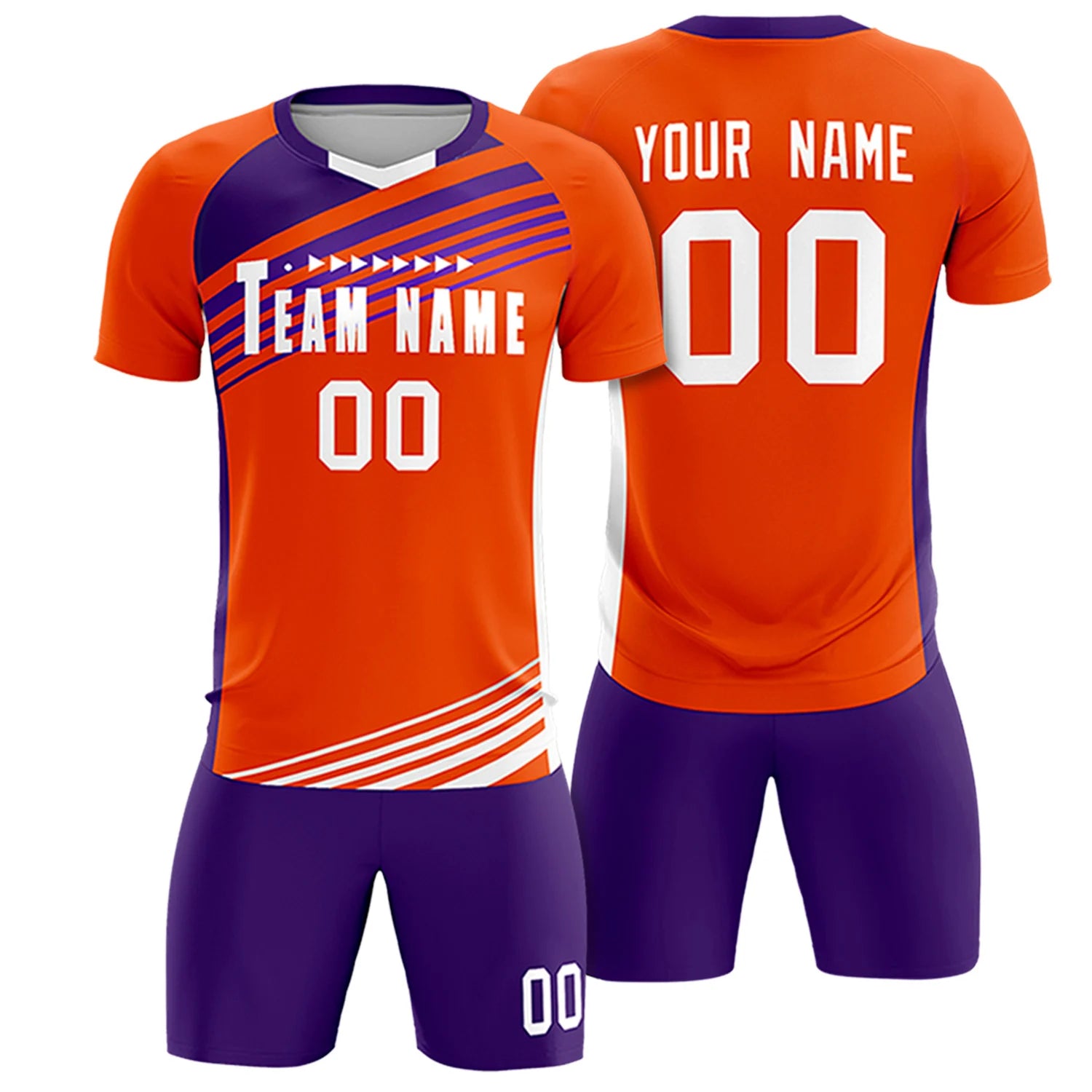 Custom Orange Purple-White Gradient Sport Soccer Sets Jersey