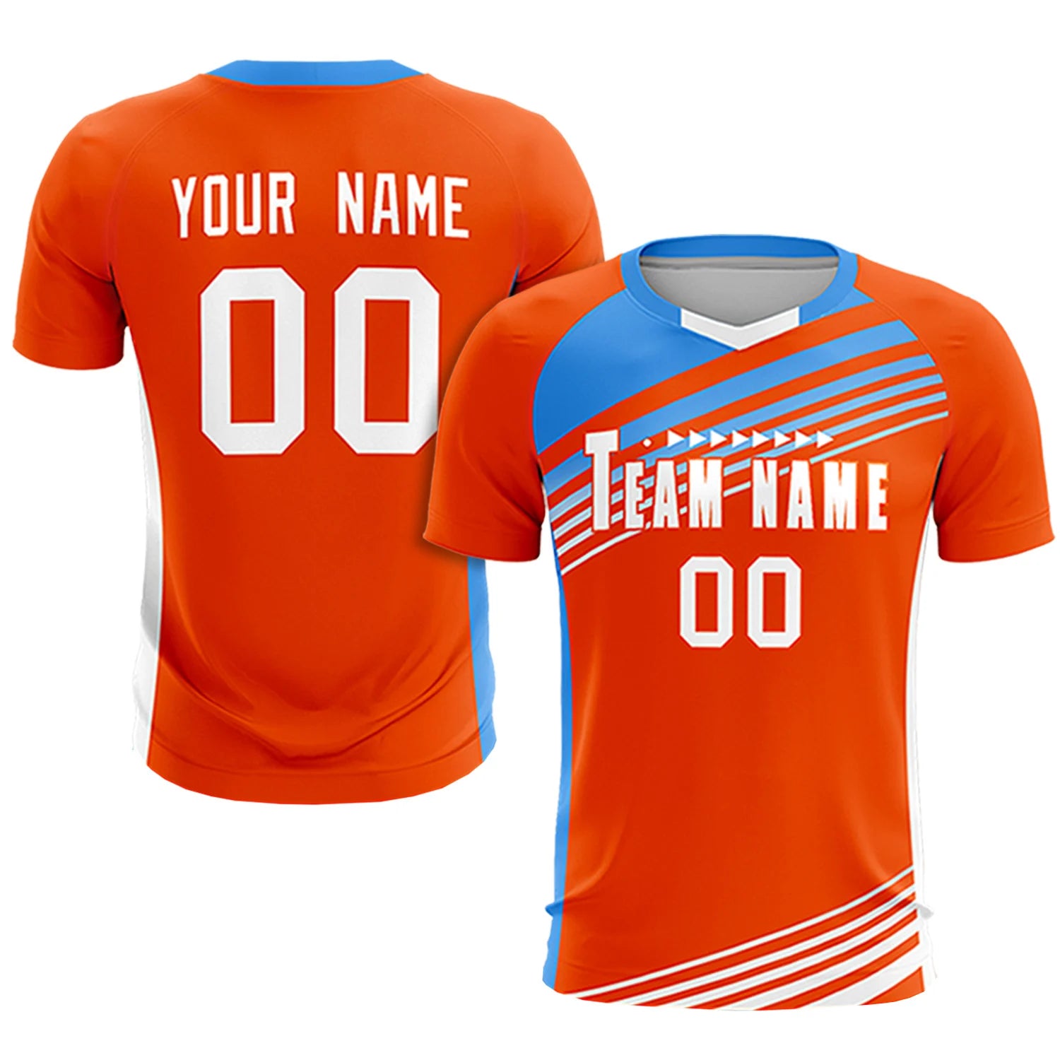 Custom Orange Powder Blue-White Gradient Sport Soccer Sets Jersey