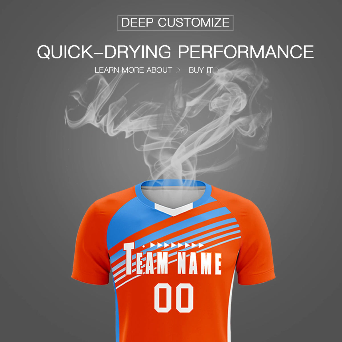Custom Orange Powder Blue-White Gradient Sport Soccer Sets Jersey