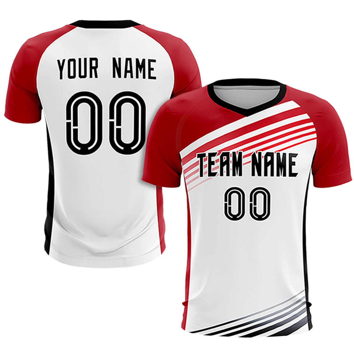 Custom White Red-Black Gradient Sport Soccer Sets Jersey