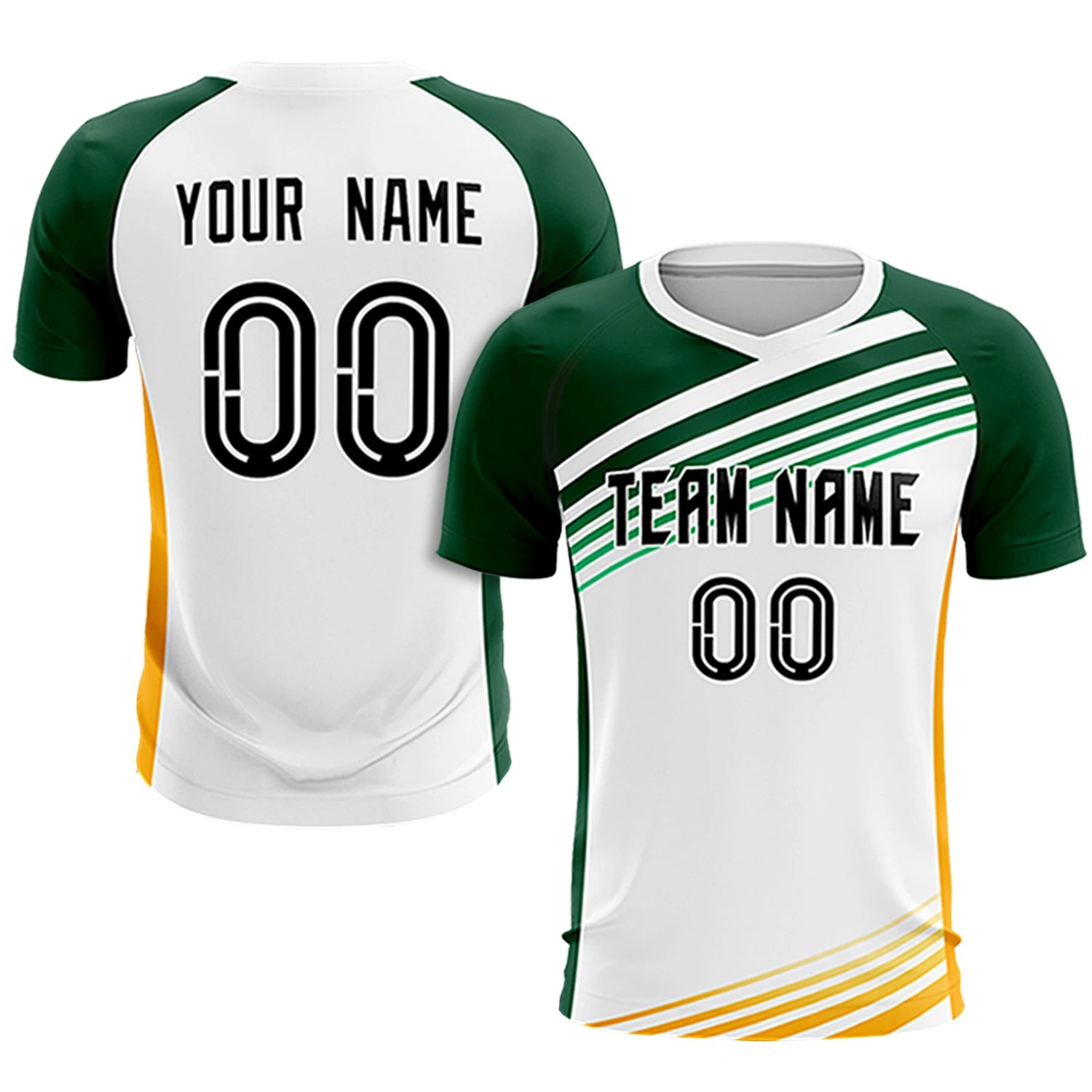 Custom White Green-Black Gradient Sport Soccer Sets Jersey