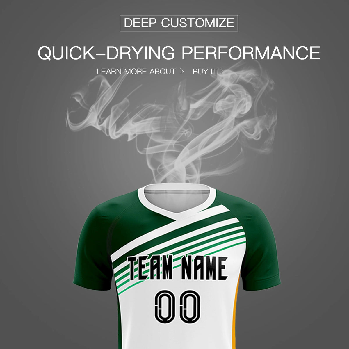 Custom White Green-Black Gradient Sport Soccer Sets Jersey