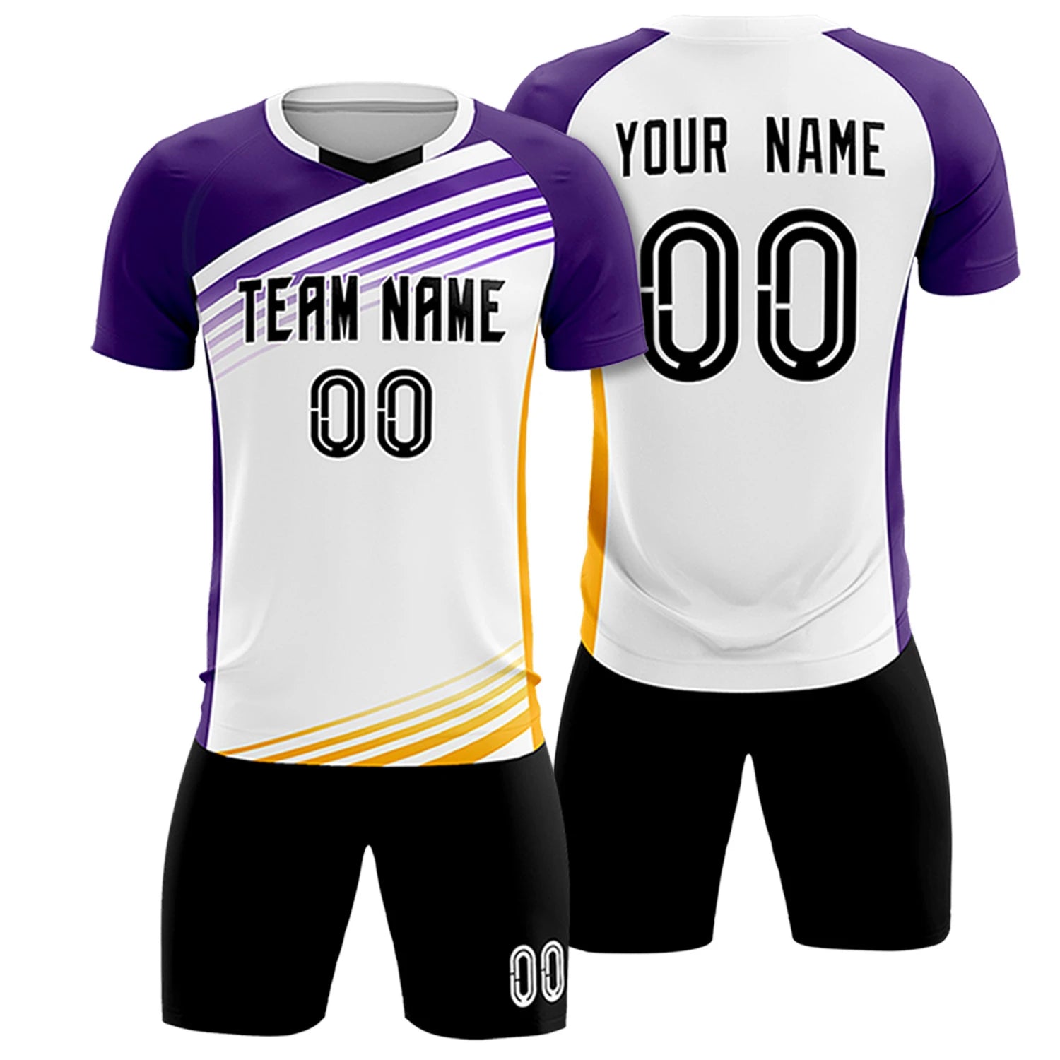 Custom White Purple-Black Gradient Sport Soccer Sets Jersey
