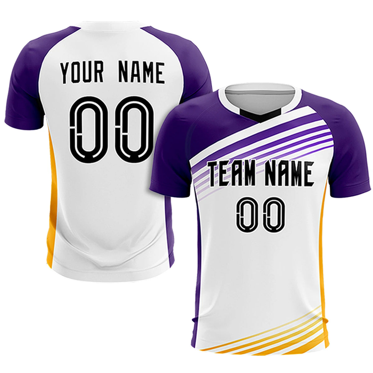 Custom White Purple-Black Gradient Sport Soccer Sets Jersey