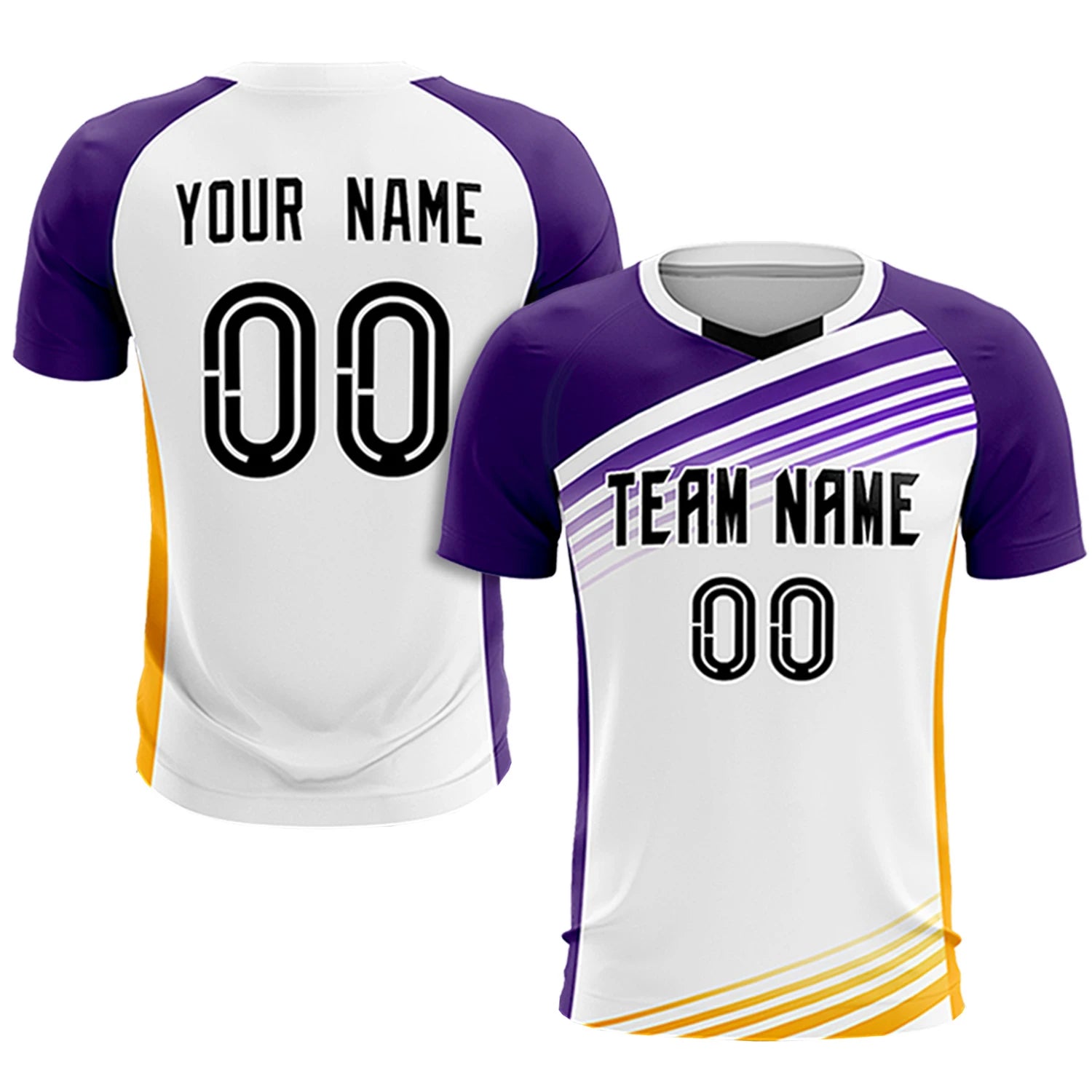 Custom White Purple-Black Gradient Sport Soccer Sets Jersey