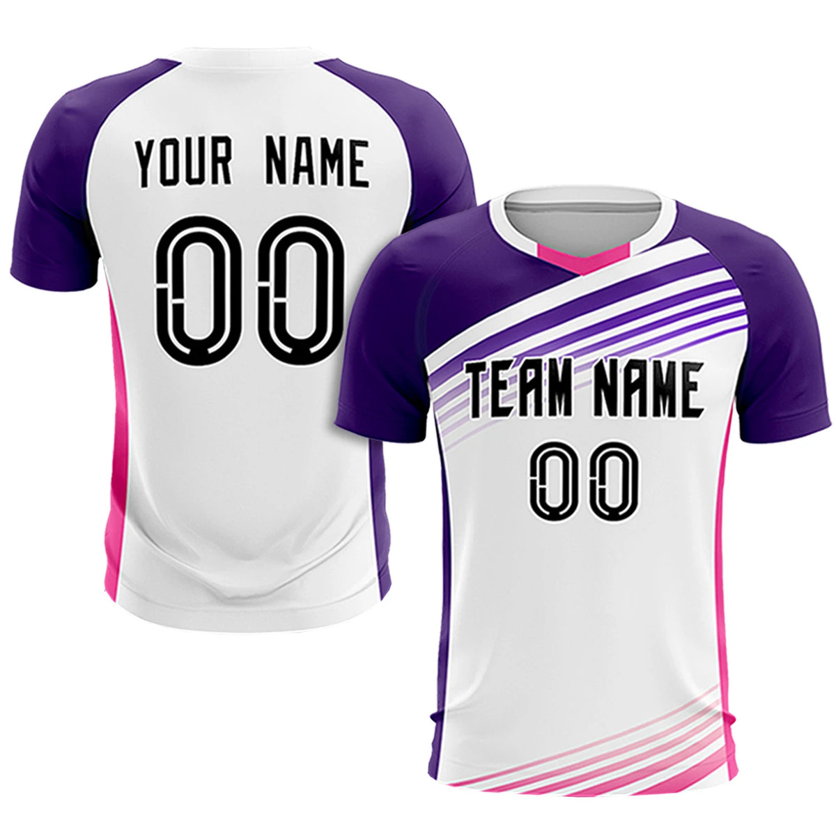 Custom White Purple-Black Gradient Sport Soccer Sets Jersey
