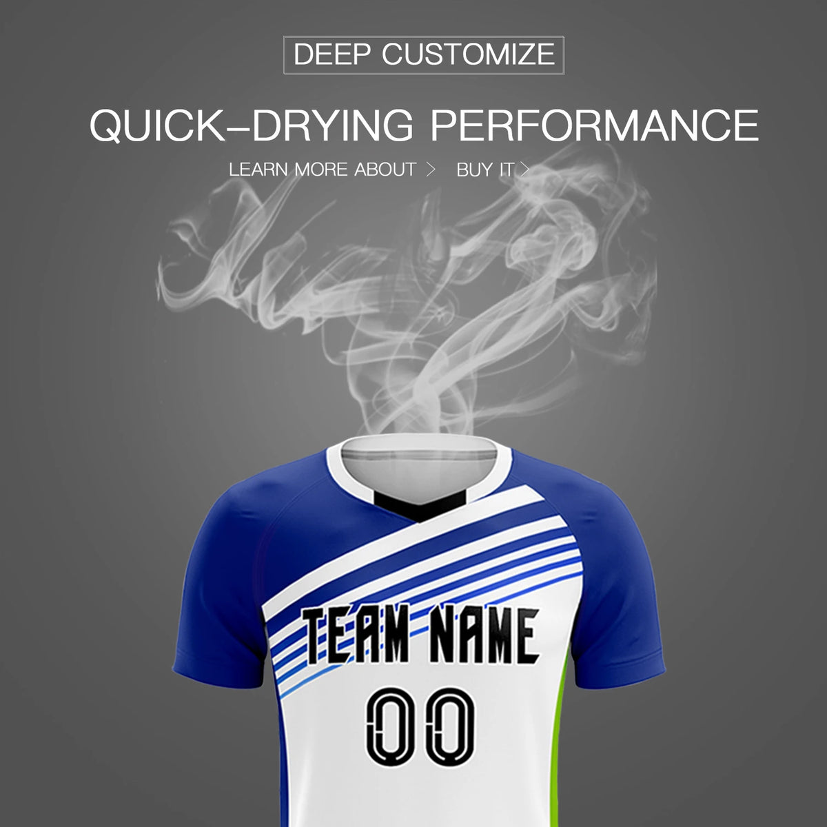 Custom White Royal Blue-Black Gradient Sport Soccer Sets Jersey