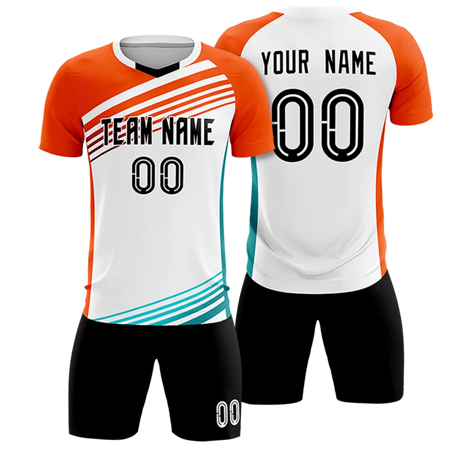 Custom White Orange-Black Gradient Sport Soccer Sets Jersey