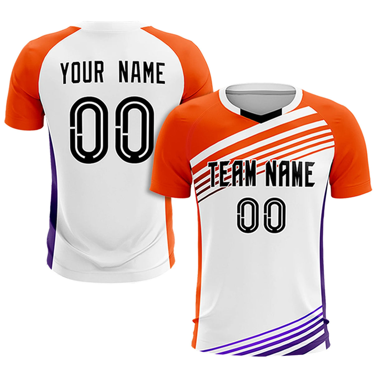 Custom White Orange-Black Gradient Sport Soccer Sets Jersey