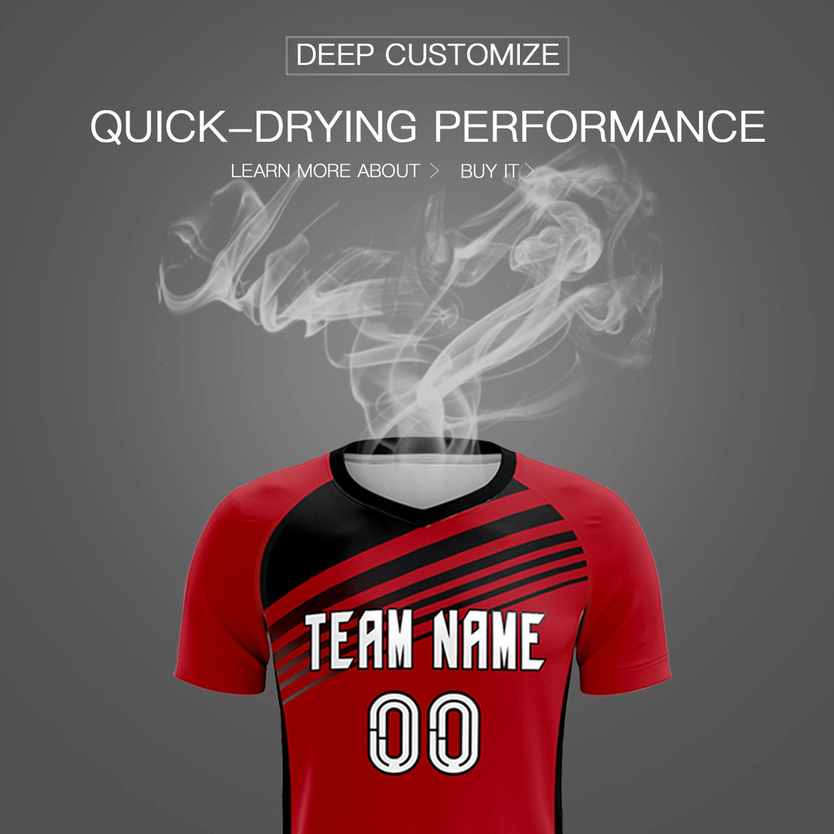 Custom Red Black-White Gradient Sport Soccer Sets Jersey