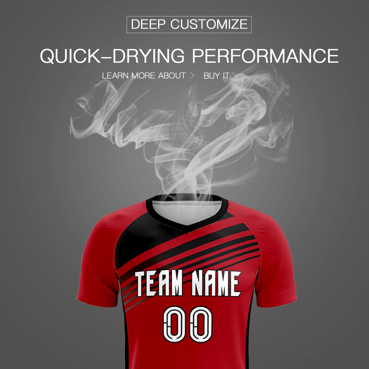 Custom Red Black-White Gradient Sport Soccer Sets Jersey